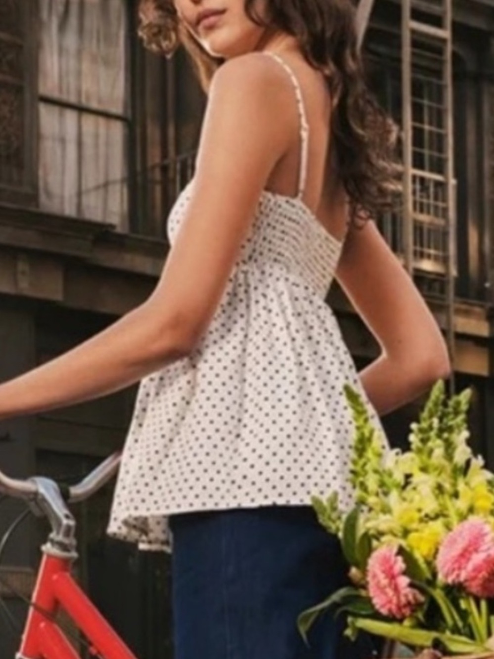 White Polka Dot Spaghetti Strap top - Picture 2 of 2